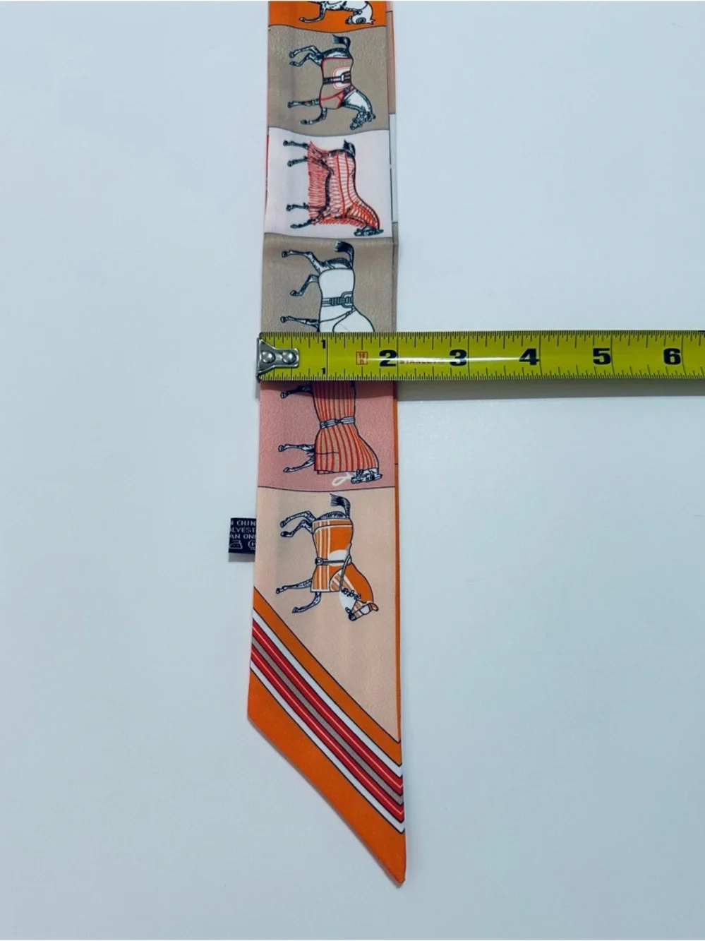 EQUESTRIAN SKINNY SCARF ORANGE STRIPE HAIR TIE BAG HANDLE WRAP NECK WRIST TIE